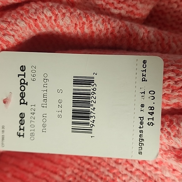 NWT! Free People Neon Flamingo Long Sweater Size Small - Picture 5 of 7